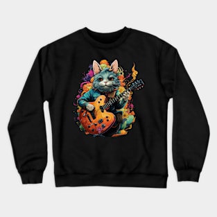 Chinchilla Playing Guitar Crewneck Sweatshirt